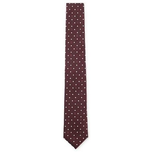 BOSS cravatta in misto seta con micromonogrammi double b, rosso