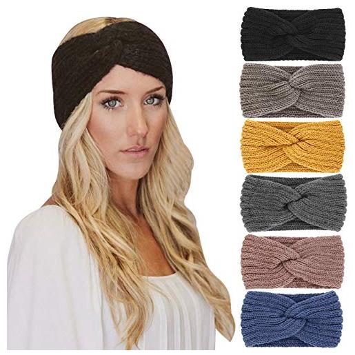 DRESHOW 6 pezzi fasce per capelli tessuto di lana turbante fascia da donna invernale accessori cerchietti per donna ragazze