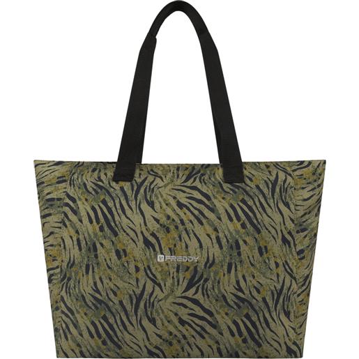 FREDDY borsa shopper in canvas animalier con zip