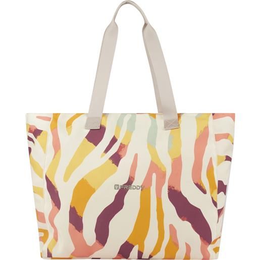 FREDDY borsa shopper in canvas animalier con zip