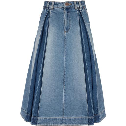 Balmain gonna denim plissettata - blu