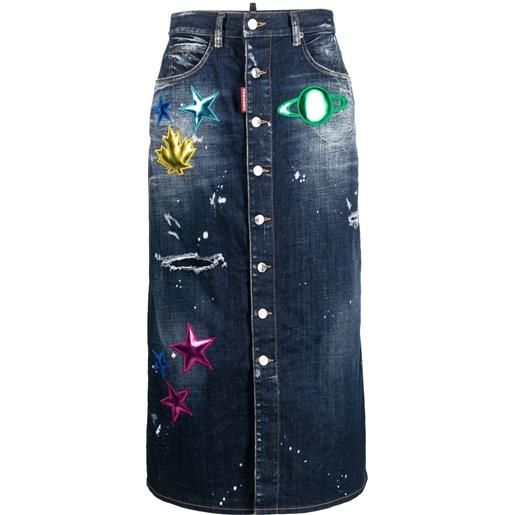 DSQUARED2 gonna denim con effetto vissuto - blu