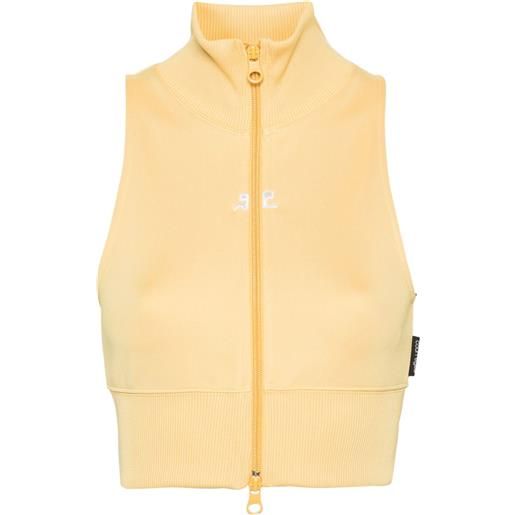 Courrèges canotta crop con zip - giallo