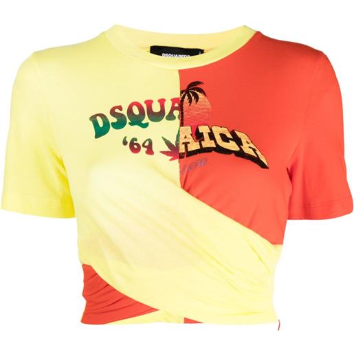 DSQUARED2 top corto con stampa - rosso
