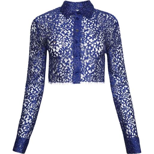 Coperni camicia crop traforata - blu