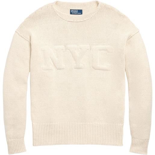 Polo Ralph Lauren maglione con logo in rilievo - toni neutri
