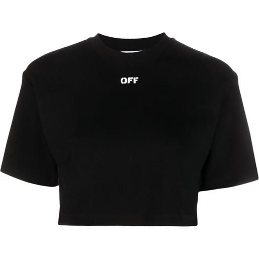 Off-White t-shirt crop con stampa - nero