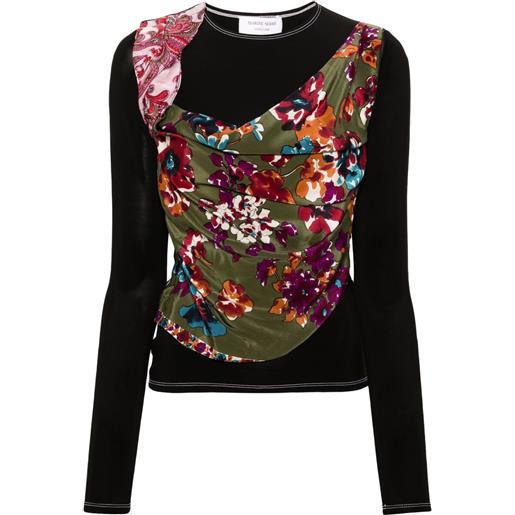 Marine Serre t-shirt regenerated scarves - nero