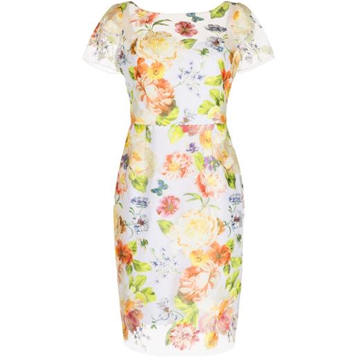 Marchesa Notte abito corto con ricamo a fiori - bianco
