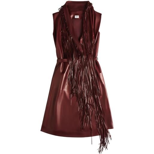 Tod's abito midi in pelle - rosso