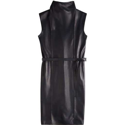 Tod's abito midi in pelle - nero