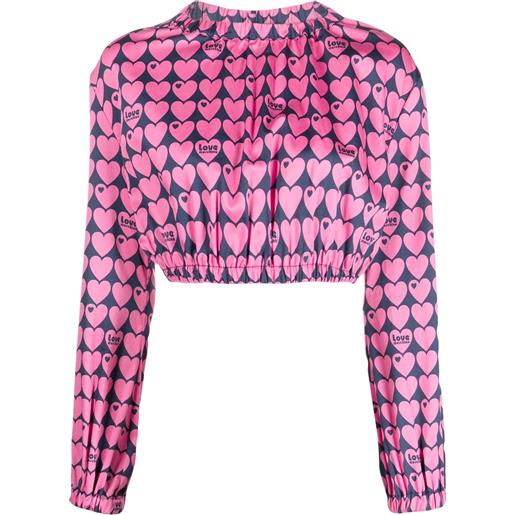 Love Moschino blusa crop con stampa - rosa