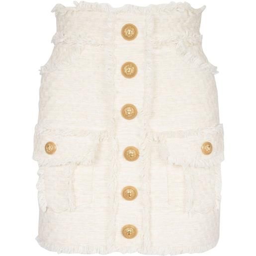 Balmain minigonna in tweed - toni neutri