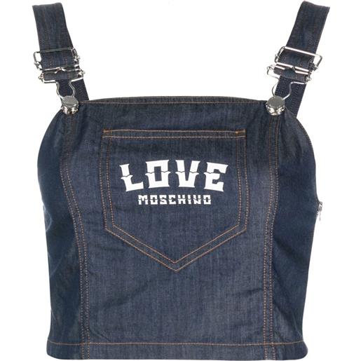 Love Moschino top denim con stampa - blu