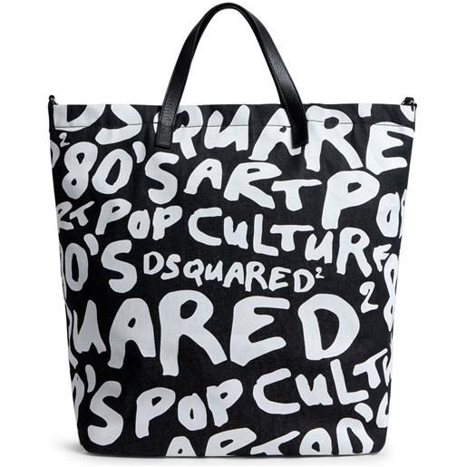 DSQUARED2 borsa tote con stampa - nero