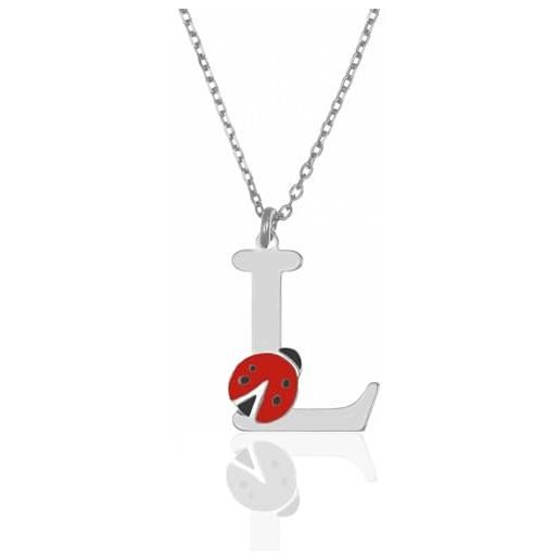 Collana Per Bambini Traveller Con Ciondolo Coccinella – Argento 925 E Smalto Rosso, Catena Regolabile