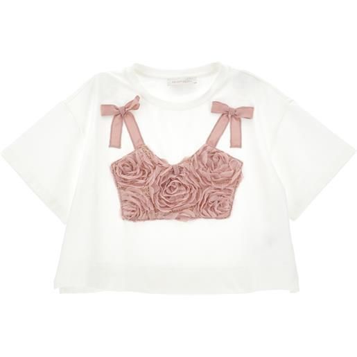 Monnalisa t-shirt con ricamo bustier
