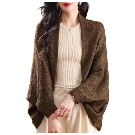 LIUYUYOUGO coprispalle donna elegante, scialli e stole in pashmina di lana per donna poncho lavorato a maglia jacquard cavo cardigan maglione elegante sciarpa in morbido cashmere con maniche maglione