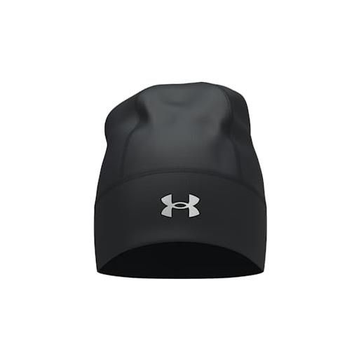 Under Armour men's standard storm launch beanie, (001) black/black/reflective, one size fits most
