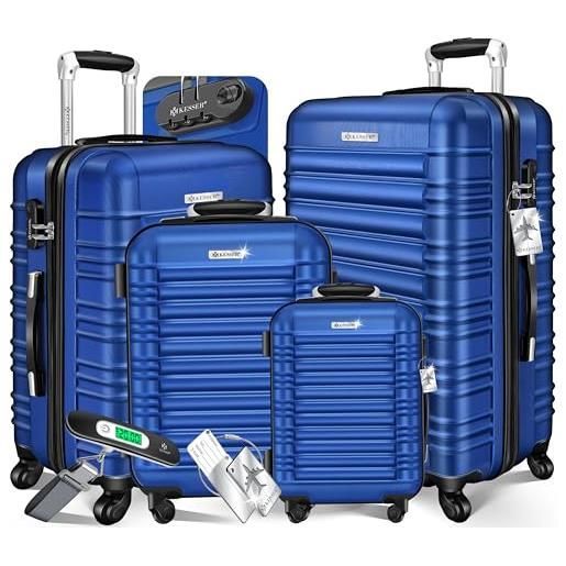 Set 4 Valigie Tillvex Rigide Con Bilancia - Trolley 4 Ruote Serratura TSA S-M-L-XL