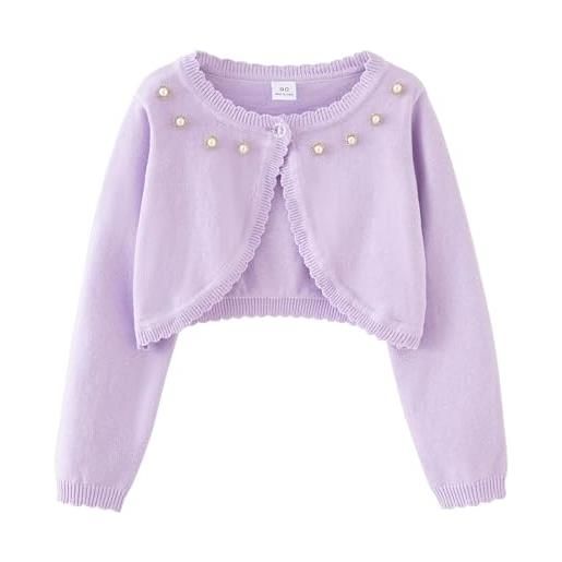 Yishengwan bolero ragazza cardigan bolero a manica lunga con un bottone per bambina viola 10-11 anni