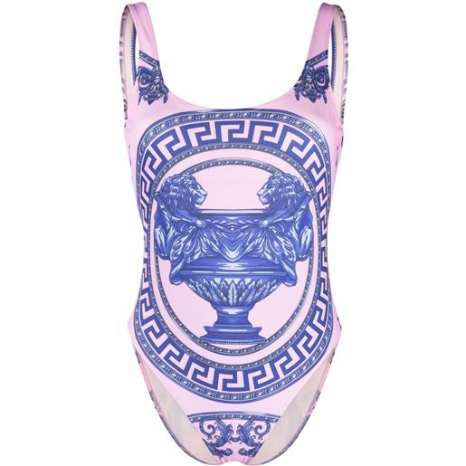 Versace costume intero con stampa chiave greca - rosa