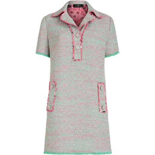 ETRO abito corto modello polo in tweed - verde