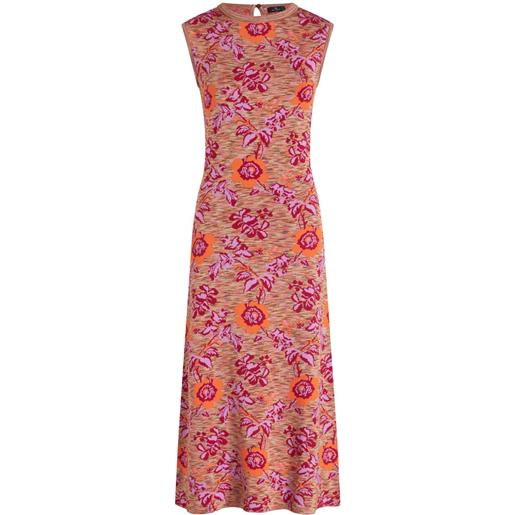 ETRO abito lungo smanicato a fiori jacquard - rosa
