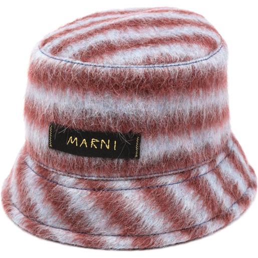 Marni cappello bucket a righe con applicazione - rosso