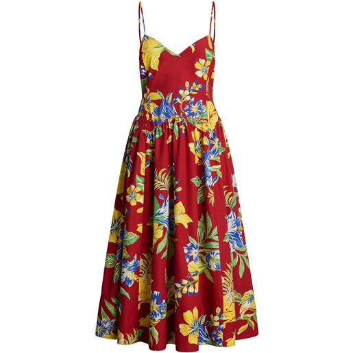 Polo Ralph Lauren abito midi con stampa floreale - rosso
