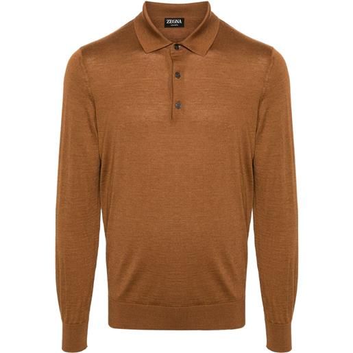 Zegna polo foliage cashseta - marrone