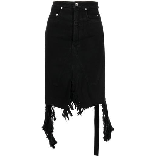 Rick Owens DRKSHDW gonna midi con effetto vissuto - nero