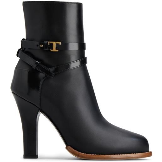 Tod's stivali con placca logo - nero