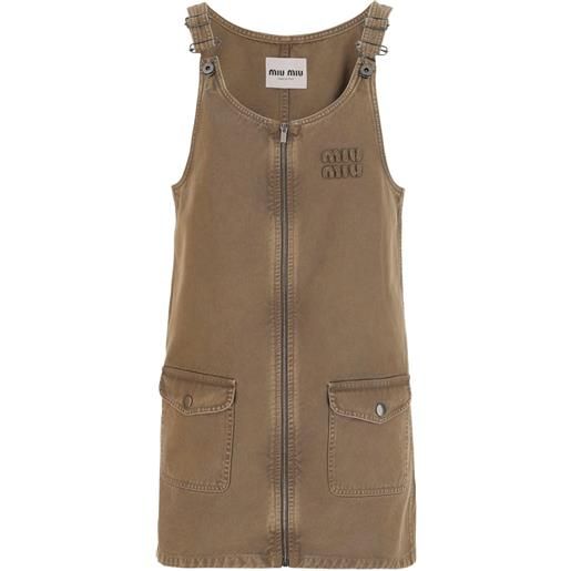 Miu Miu abito denim con logo - marrone