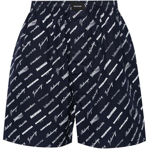 Balenciaga shorts con stampa - blu