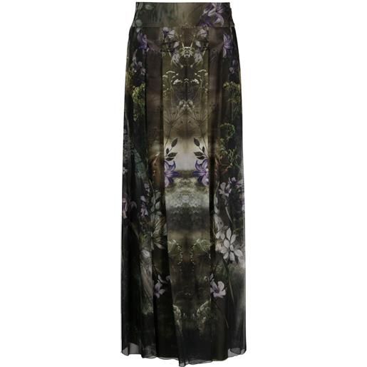 Alberta Ferretti gonna in seta con stampa flower bomb - verde
