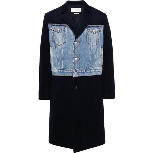 Alexander McQueen cappotto monopetto hybrid - blu