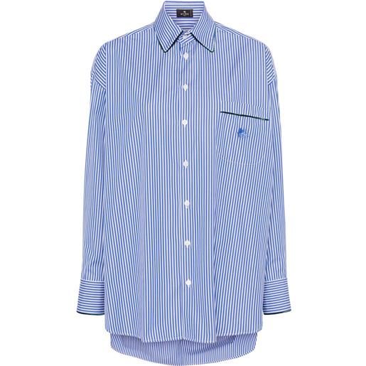 ETRO camicia a righe con ricamo logo - blu