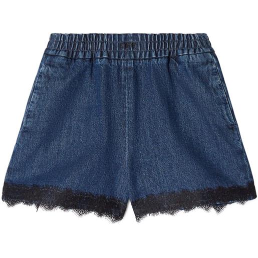 Off-White shorts con dettagli in pizzo - blu