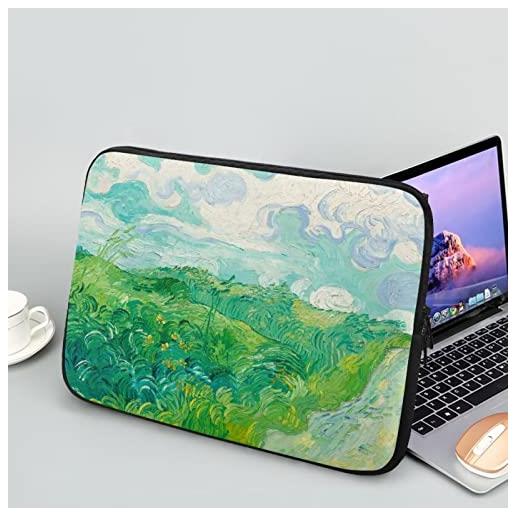 Showudesigns van gogh campo di grano verde custodia per computer per donne custodia per laptop sottile 13 pollici borsa per laptop leggermente adatta per regali per amici borsa a tracolla primavera