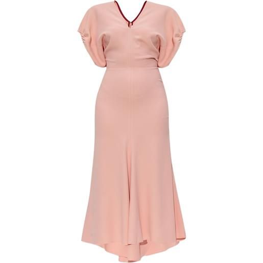 Victoria Beckham abito midi con maniche a palloncino - rosa