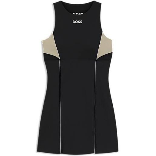 BOSS vestito in jersey attivo a blocchi di colore, nero / bianco