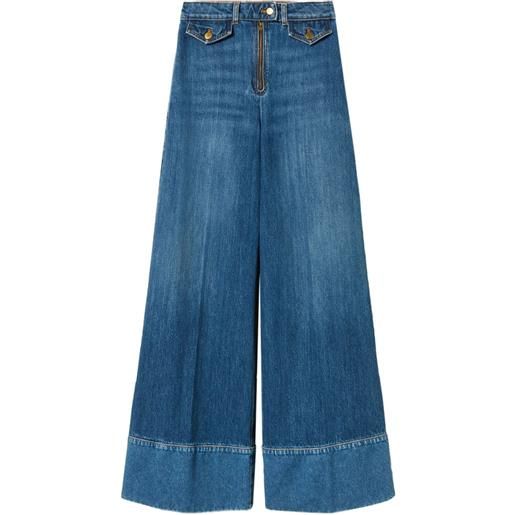 TWINSET jeans in cotone a gamba ampia - blu