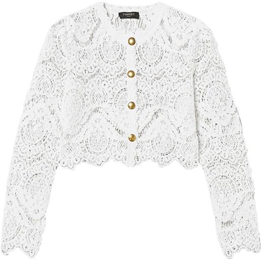 TWINSET giacca crop a maglia - bianco
