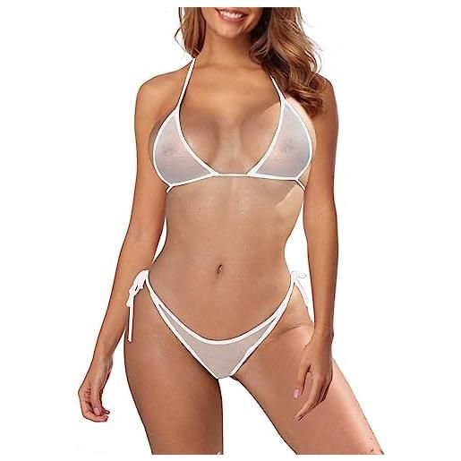 SHERRYLO bikini trasparente vedere attraverso micro bikini estremo mesh costume da bagno brasiliano vedere attraverso g string perizoma costume da bagno, 17181-2-nero, s