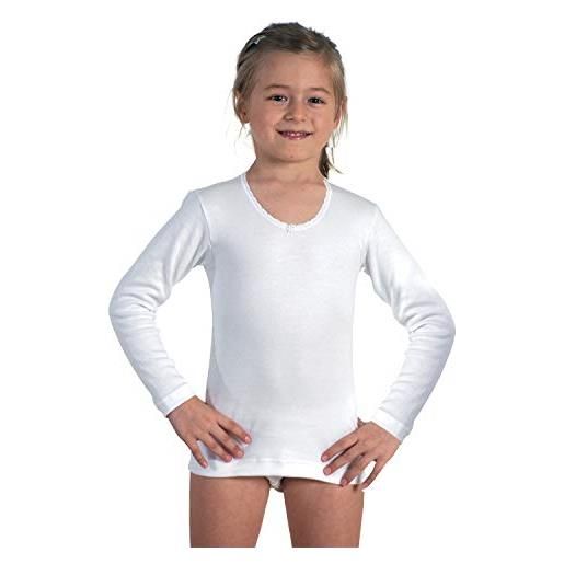 ROSSOPORPORA, 6 maglie interne bimba a manica lunga in caldo cotone bianco. 6 anni