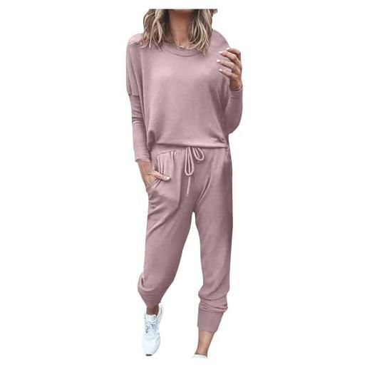 Yekdmxop sportivo donna completo, completi sportivi donna due pezzi, tuta donna sportiva estiva, t-shirt & pantaloni casual, elegante tuta donna ginnastica per jogging, training, casa, fitness