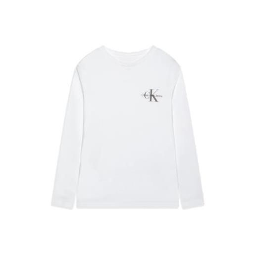 Calvin Klein Jeans t-shirt bianca manica lunga con logo sul petto (it, età, 16 anni, regular, bambino, bianco)