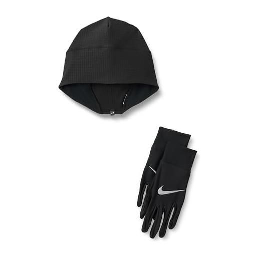 Nike wmns essential running hat-glove set n1000595-082, womens gloves, beannie, black, xs/s eu