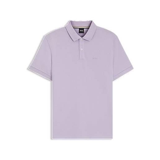BOSS polo pallas in piqué di cotone con logo, luce viola